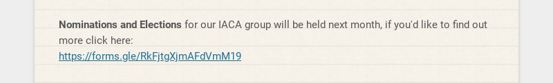 Nominations and Elections for our IACA group will be held next month, if you'd like to find out...